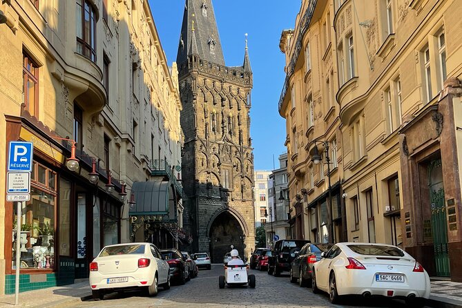 1-Hour Ride Across the Prague in Mini Hot Rod Car - Prague Castle from behind the wheel