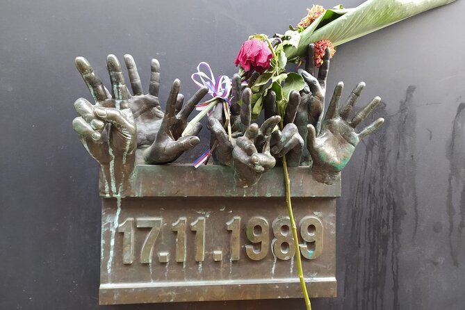 Back to Communism Walking Tour - Národní třída and the hands reaching from the wall