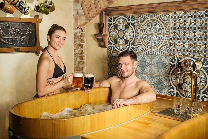 Beer bath Spa for 2 people/ 1 tub - 1,5 hour Activity in Prague - Arriving at Dejvická 255/18