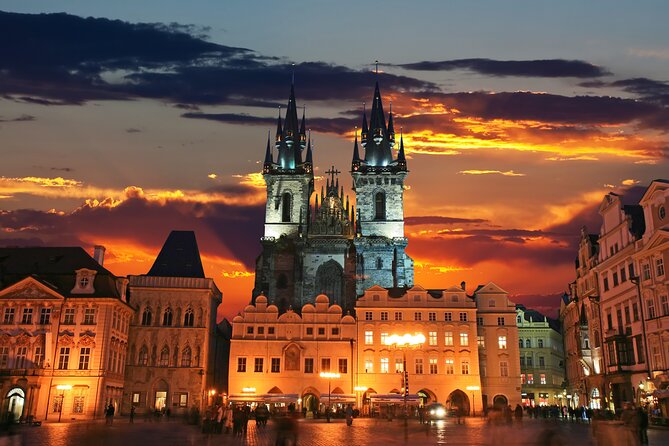 Evening View Walk in Prague - Crossing Charles Bridge as Prague lights up