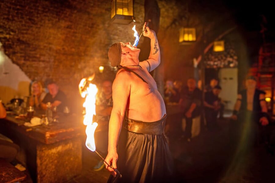 From Prague: Medieval Dinner, Show, Castle and Brewery - Copper kettles and two Czech beers
