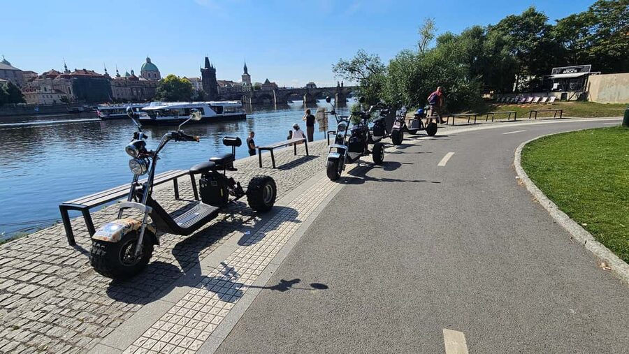 Heart of Prague tour on Tricycle electric scooter - Charles Bridge from several angles