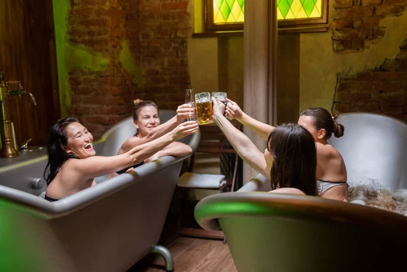 Prague: Beer and Wine Spa Bath with Salt Cave Experience - Wine bath: grape extracts, lavender, and Prosecco