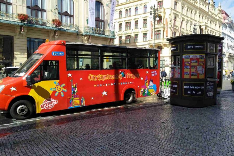 Prague: City Sightseeing HOHO Bus Tour & Optional Boat Tour - The blue line, from Wenceslas Square to the river