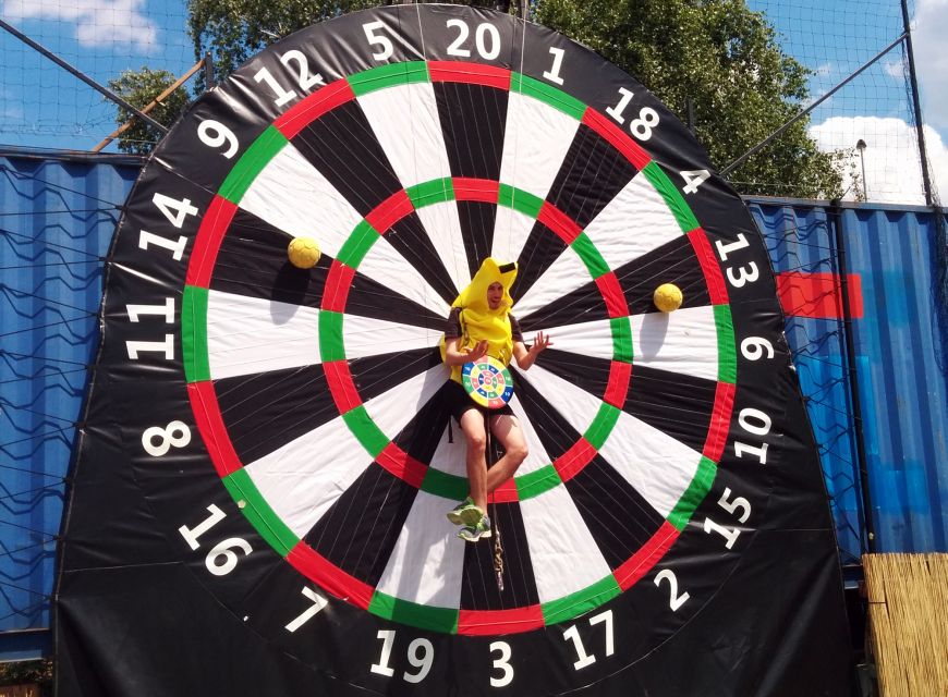 Prague : Giant Foot Darts and Giant Beer Pong Game - Why giant foot darts works for a Prague group outing