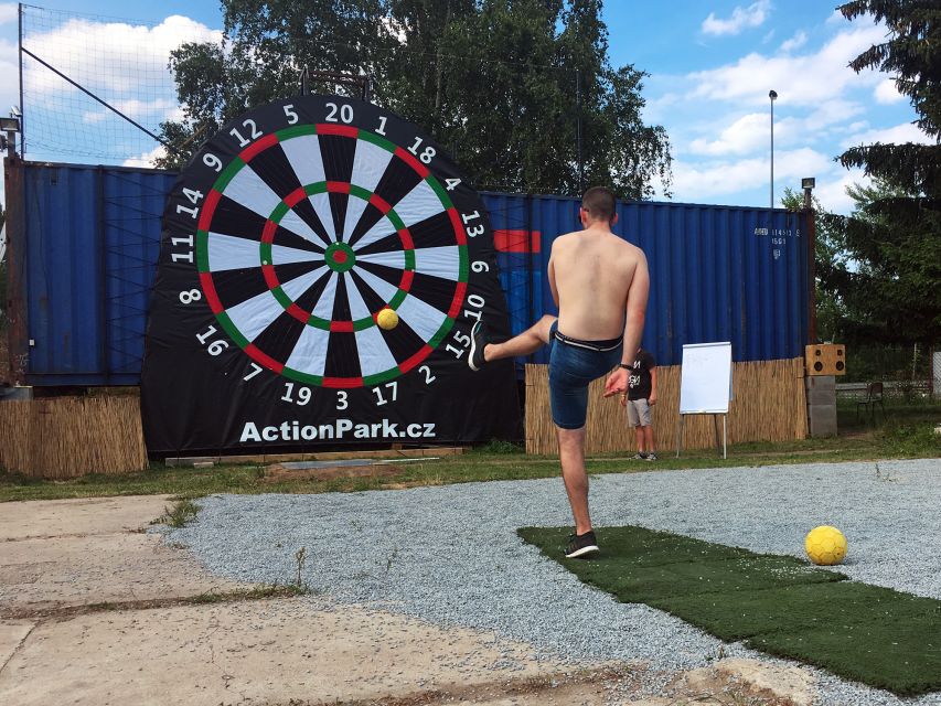 Prague: Giant Football Darts Game with Round of Beers & BBQ - What this Prague football darts experience is really like