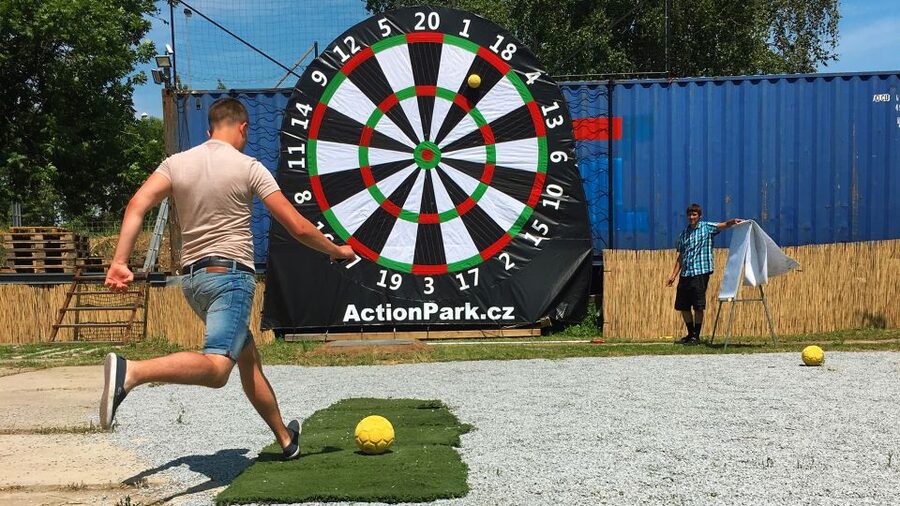 Prague: Giant Football Darts Game with Round of Beers & BBQ - Starting with beers and a short introduction