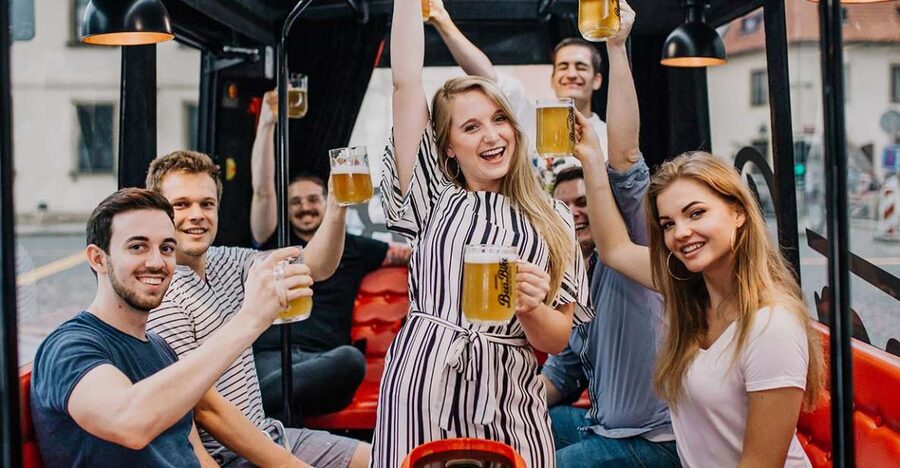Prague: Party Beer Bus - Music, beer service, and comfort on board