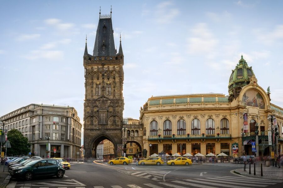 Prague: Powder Gate Tower Entrance Ticket - Start outside with the carved royal figures