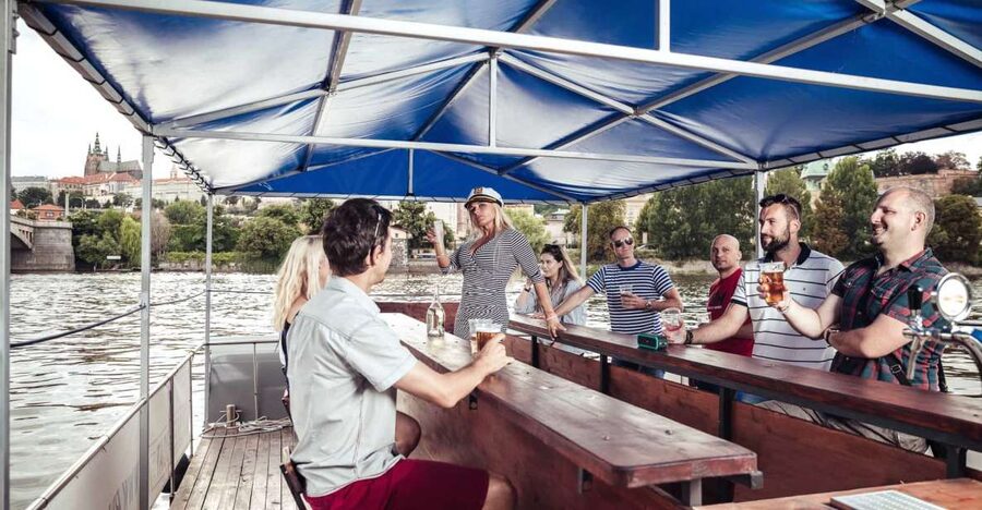 Prague: Private Cycle Boat River Tour with Beer or Prosecco - The boat, music, and group atmosphere