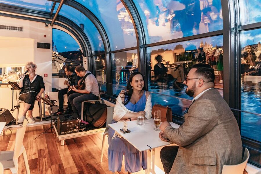 Prague: Sightseeing Dinner Cruise on Open-Top Glass Boat - The route, landmark by landmark
