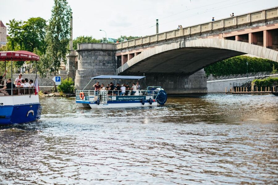Prague: Swimming Beer Bike on A Cycle Boat - Starting at U Bukanýra and getting settled on board