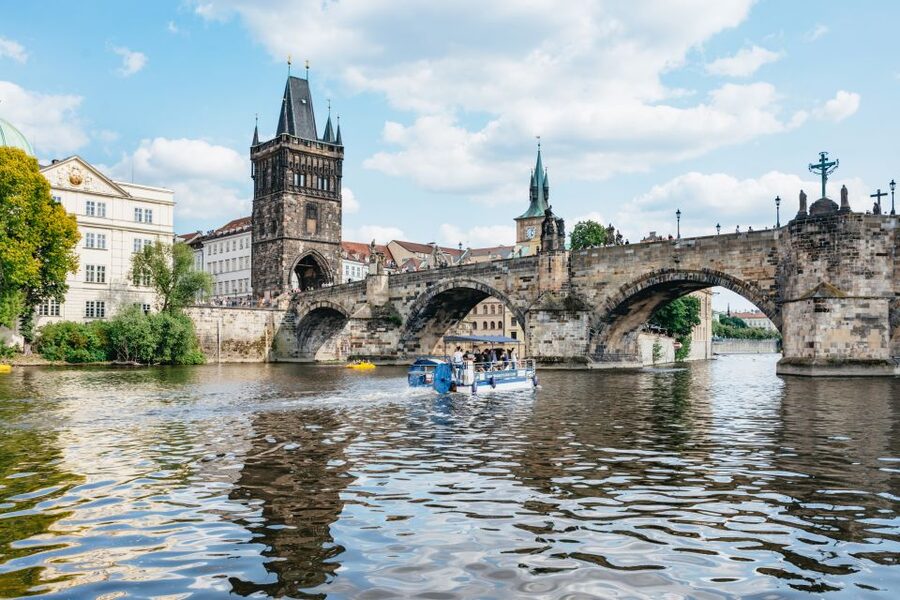Prague: Swimming Beer Bike on A Cycle Boat - From the National Theater toward Prague’s bridges