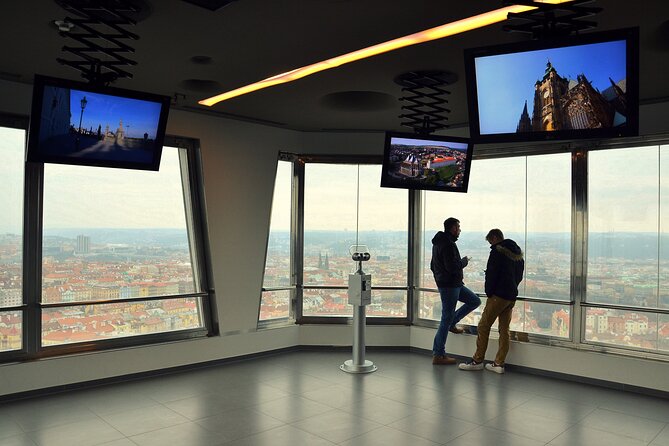 Prague TV tower - Observatory - The elevator ride and the observatory at 93 meters