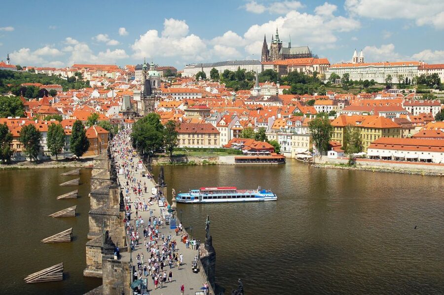 Prague: Vintage Car Ride and Walking Tour - The walk from the castle to Charles Bridge