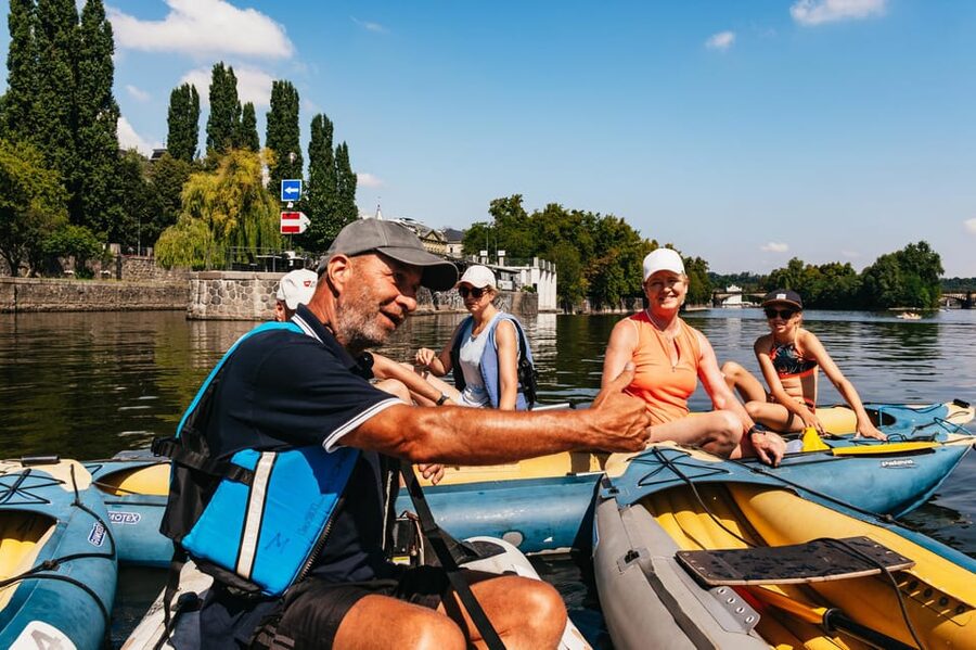 Prague: Vltava River Guided Canoeing Tour - Vysehrad from the river