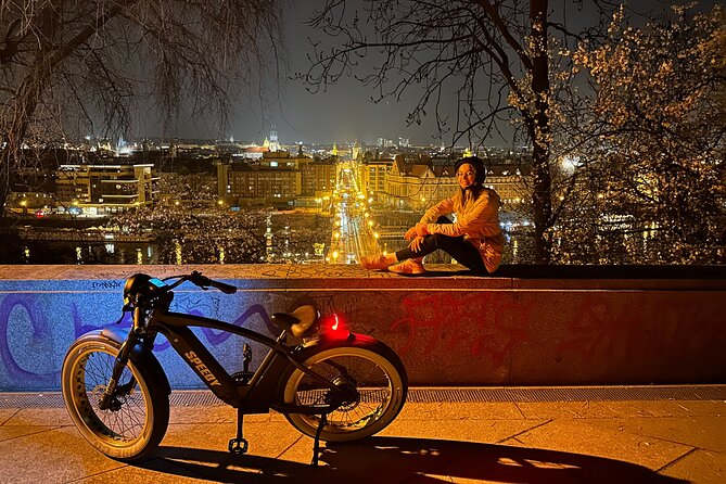 Retro Style E-Bike Night Tour in Prague - Live Guided - Prague Castle and Strahov Monastery from above